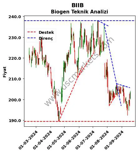 BIIB destek direnç Biogen teknik analiz grafik BIIB fiyatı