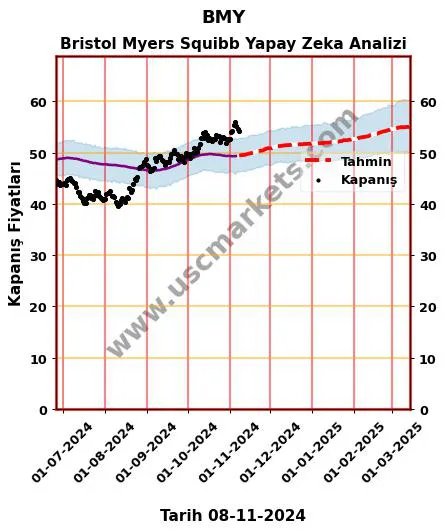 BMY hisse hedef fiyat 2024 Bristol Myers Squibb grafik