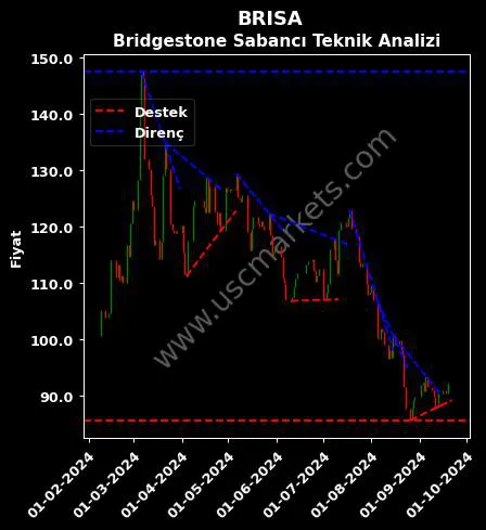 BRISA destek direnç BRİSA BRIDGESTONE SABANCI teknik analiz grafik BRISA fiyatı