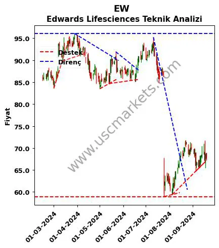 EW destek direnç Edwards Lifesciences teknik analiz grafik EW fiyatı