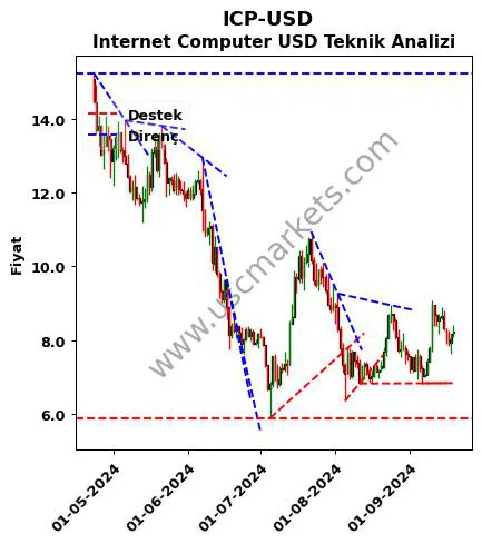 ICP-USD destek direnç Internet Computer Dolar teknik analiz grafik ICP-USD fiyatı