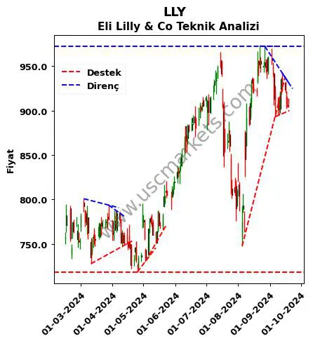 LLY destek direnç Eli Lilly & teknik analiz grafik LLY fiyatı