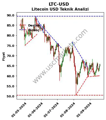 LTC-USD destek direnç Litecoin Dolar teknik analiz grafik LTC-USD fiyatı