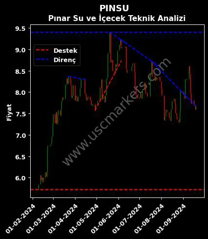 PINSU destek direnç PINAR SU VE teknik analiz grafik PINSU fiyatı