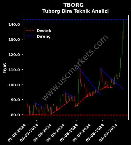 TBORG destek direnç TÜRK TUBORG BİRA teknik analiz grafik TBORG fiyatı