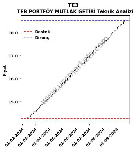 TE3 destek direnç TEB PORTFÖY MUTLAK GETİRİ teknik analiz grafik TE3 fiyatı