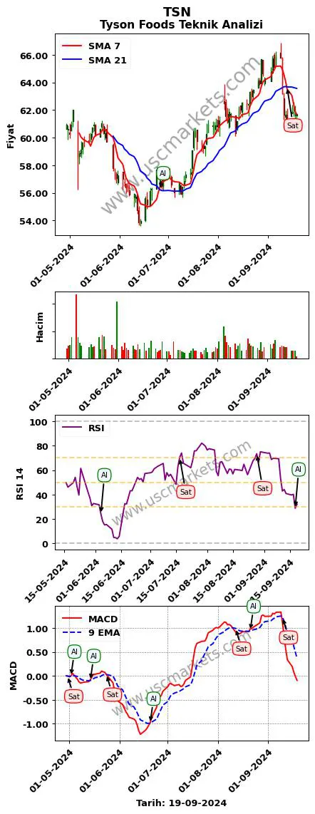 TSN al veya sat Tyson Foods grafik analizi TSN fiyatı