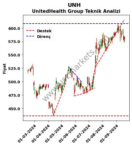 UNH destek direnç UnitedHealth Group teknik analiz grafik UNH fiyatı