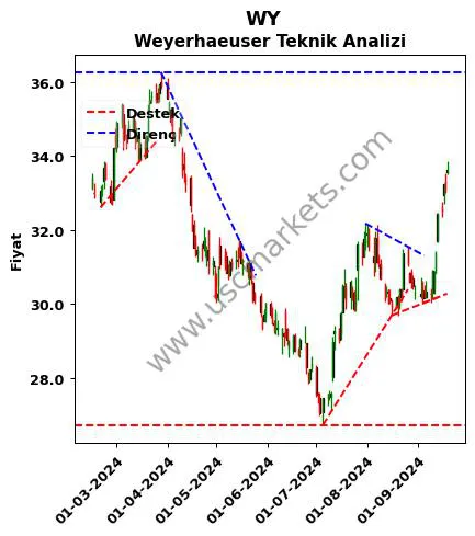 WY destek direnç Weyerhaeuser teknik analiz grafik WY fiyatı